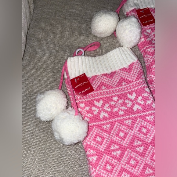 Pink and White Christmas Stockings - Picture 2 of 4